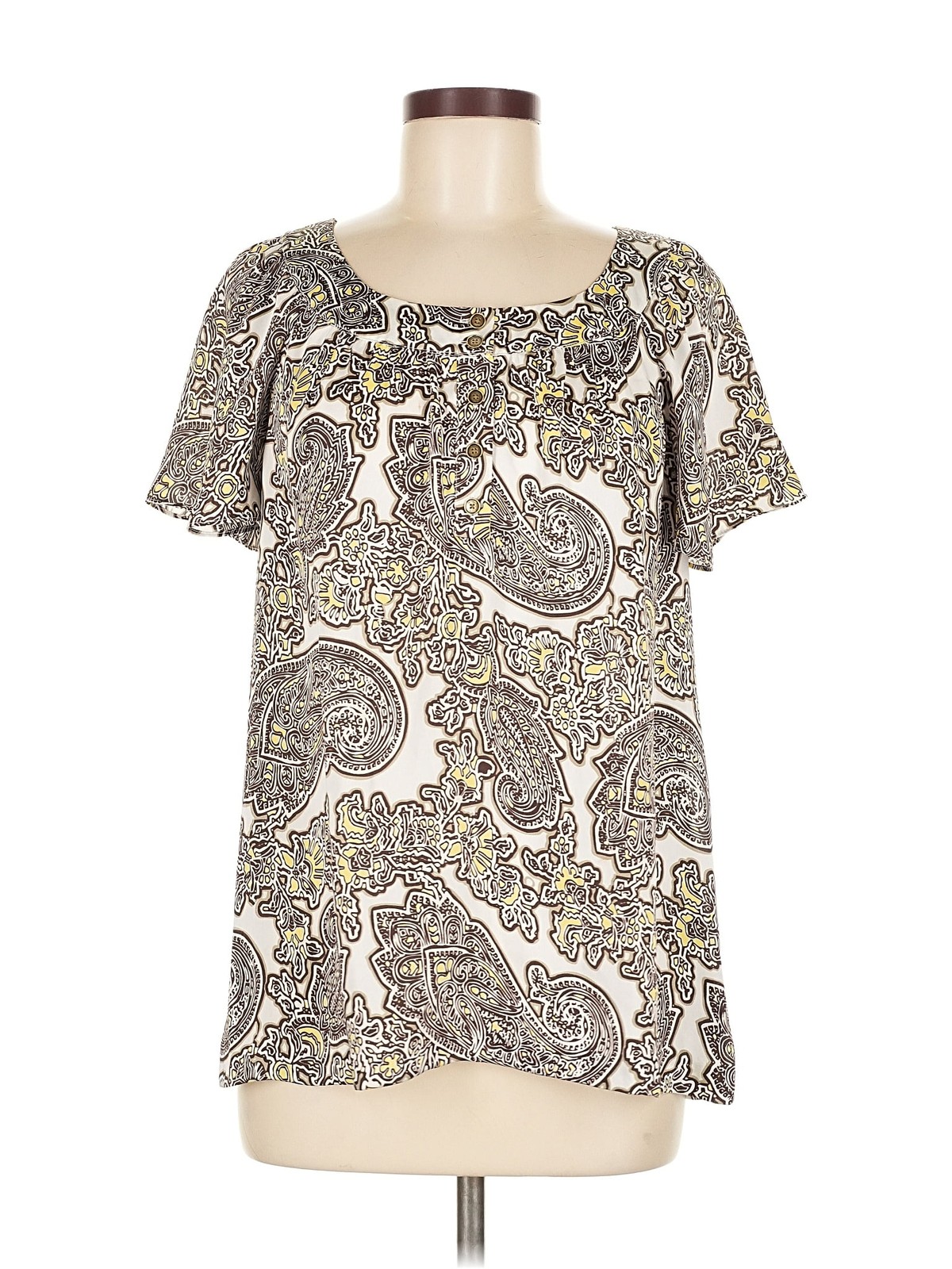 MICHAEL Michael Kors Women Gray Short Sleeve Blouse M