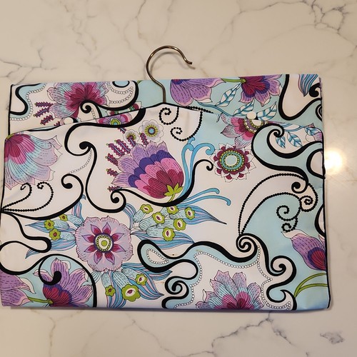 Saks Fifth Avenue Hanging Travel Organizer Floral Foldable Hook Clear Pockets