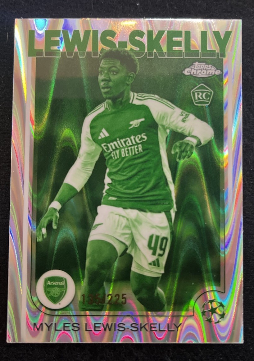 Myles Lewis-Skelly 2024-25 Topps Chrome UEFA Night Vision Raywave #/225 RC #154