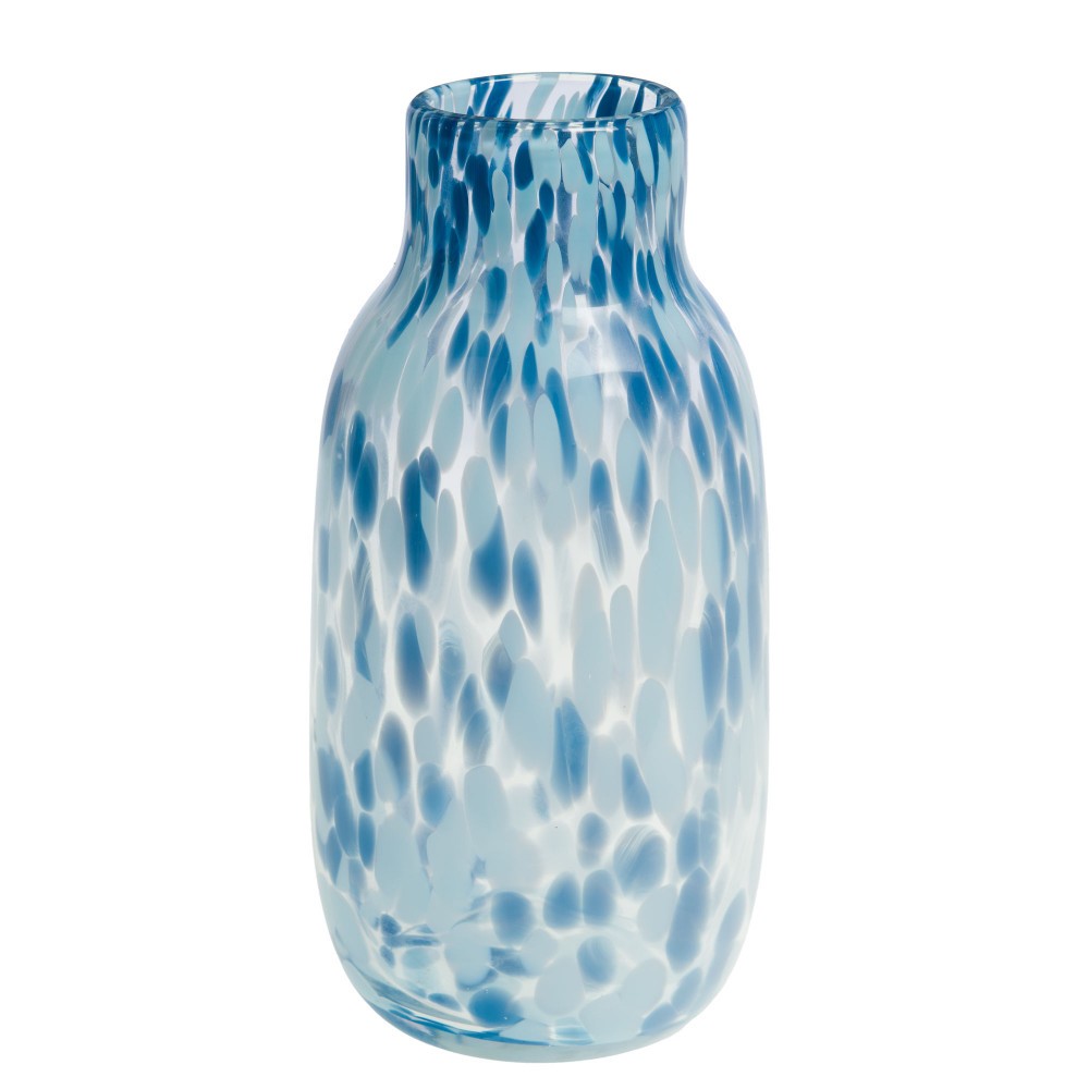 Vase bleu ciel Izak de 28 cm en verre soufflé pour illuminer votre table de salon chaleureuse