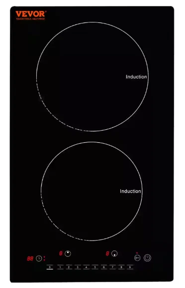 VEVOR Electric Cooktop 12 in. 2 Burners Induction Stove Top 1800 Watt