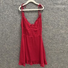 Reformation Dress Womens Size 0 Red Tie Shoulder Ruffle Smocked Back Zip Mini