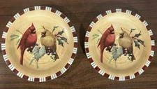 LENOX WINTER GREETINGS EVERYDAY CARDINAL SALAD PLATES CATHERINE MCCLUNG Set Of 2