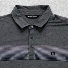Travis Mathew Polo Shirt Men's Extra Large Grey Stripe Golf Performance Logo