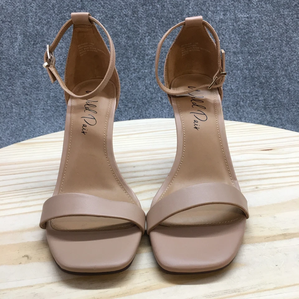 Wild Pair Sandals Womens 10 M Bethie Ankle Straps Beige Faux Leather Heels NEW - Image 4 of 4