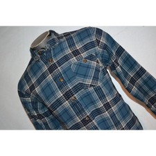 32815 Field  Stream Flannel Shirt Blue Plaid Cotton Size Medium Mens