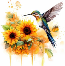 Diamond Painting Kits for Adults Hummingbird Sunflower, 5D DIY Diamond Art Kits