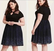 Torrid Harry Potter Hogwarts Crest Skater Dress Lace Detail Sz 4 Plus Size Rare