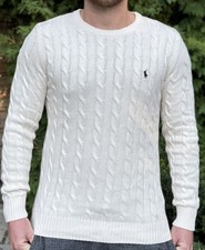 Authentic White Ralph Lauren Men's Cable Knit Sweater, NWT