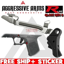 AGGRESSIVE ARMS ALL BLACK BILLET ALUMINM TRIGGER & BAR Gen 3 GLOCK 17 19 22 26
