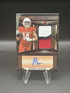 2023 Panini Obsidian Michael Wilson #242 Orange Etch Rookie Patch Auto Card /49