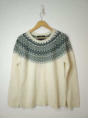Paul Costelloe Damen Lammwollmischung Fair Isle Langarm Pullover-Gr. L 14-Neu