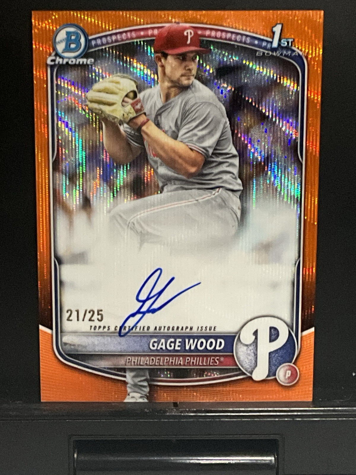 2025 Bowman Draft - Chrome  Prospect Gage  Wood Auto Orange Refractor /25 Rookie