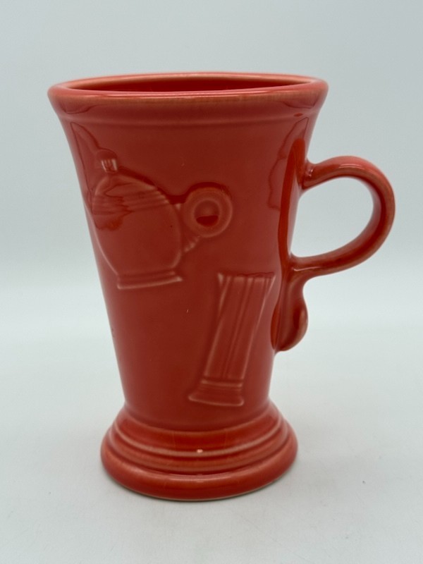 Fiestaware Pedestal Mug Persimmon with Embossed Icons