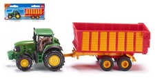 MODELLINO AGRICOLO STATICO SIKU TRATTORE JOHN DEERE + RIMORCHIO SCALA 14cm