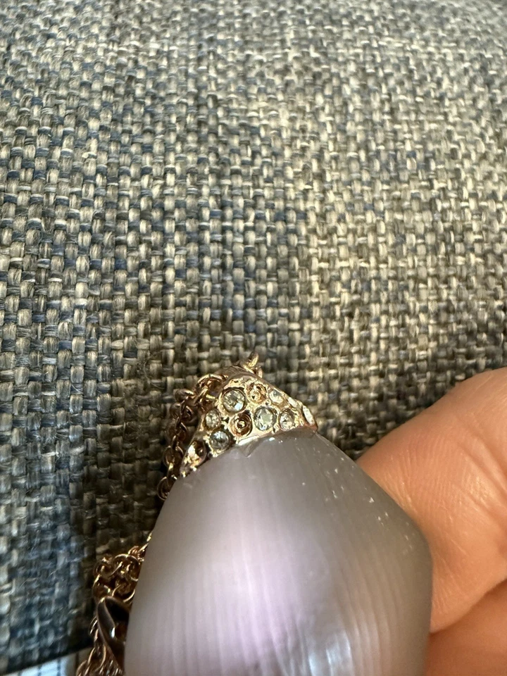 Alexis Bittar Lucite Iridescent Rose Gold Spear Long Necklace w/ Rhinestones - Image 4 of 4