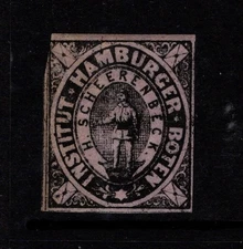Hamburg 1880s Balck on Rose Botten Private Post MNH / Crease Cnr - S48589