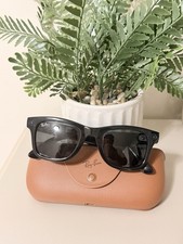 Ray-Ban Men's Square Sunglasses Black Plastic Frame Gray Tinted Lenses Case