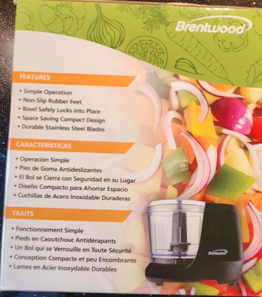 Electrodomésticos Brentwood: mini picadora de alimentos de 1,5 tazas - negra Foto 3 de 4
