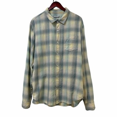 Outerknown Mens Organic Cotton Plaid Button Up Shirt Size XXL Blue Preppy Summer