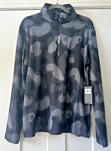 G/Fore G4 Men's Medium Gray Camo Quarter Zip Pullover Long Sleeves NWT ...