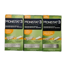Lot Of 3 Monistat 3-Dose Combination Yeast Infection Ovule & Cream EXP 2027+