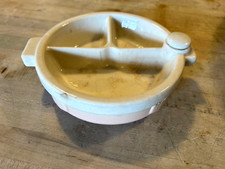 Vtg Hankscraft PINK  White Ceramic Baby Food Warming Dish w/ Ceramic Cap 962