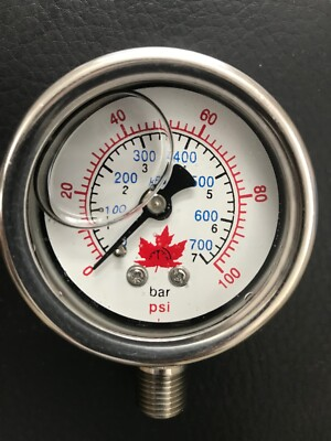 #ad Canadagauge 2quot; pressure gauge all SS glycerin fill 0 100 psi kPa bar 1 4quot;NPT $19.00