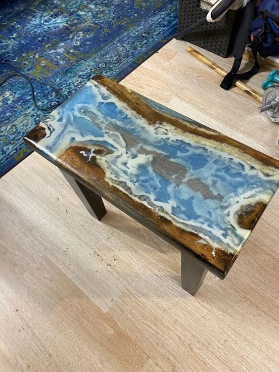 Ocean Epoxy Coffee Table Top, Epoxy River Center Hallway Furniture Table Top - Image 4 of 4