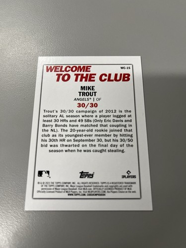 2023 Topps Welcome To The Club Mike Trout - Picture 2 of 2
