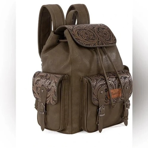 VTG Montana West X Wrangler Backpack Womens Green Retro Daypack Business Travel