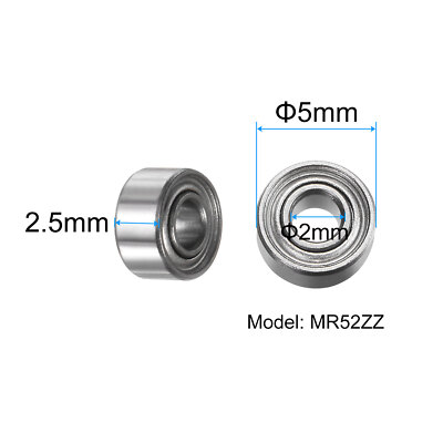 グッズB 20pcs MR52ZZ Bearings 2x5x2.5mm Chrome Steel Mini Bearing Double