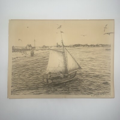 Wendell Williamson Signed And Numbered Ocean Pencil Sketch Print