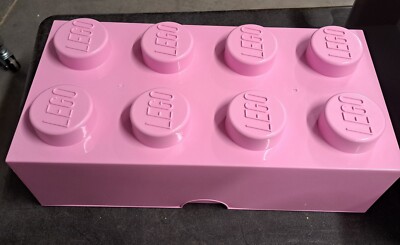 LEGO PINK 8 Knob Stackable Storage Brick Container Block Approx 10'' x 19'' x 7''