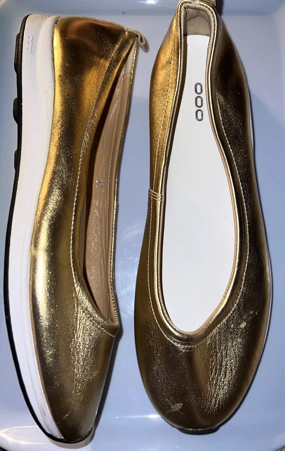 GNL Footwear. Glide N Lock Womens 9 (42) Gold Leather Slide Swiss Made $350
