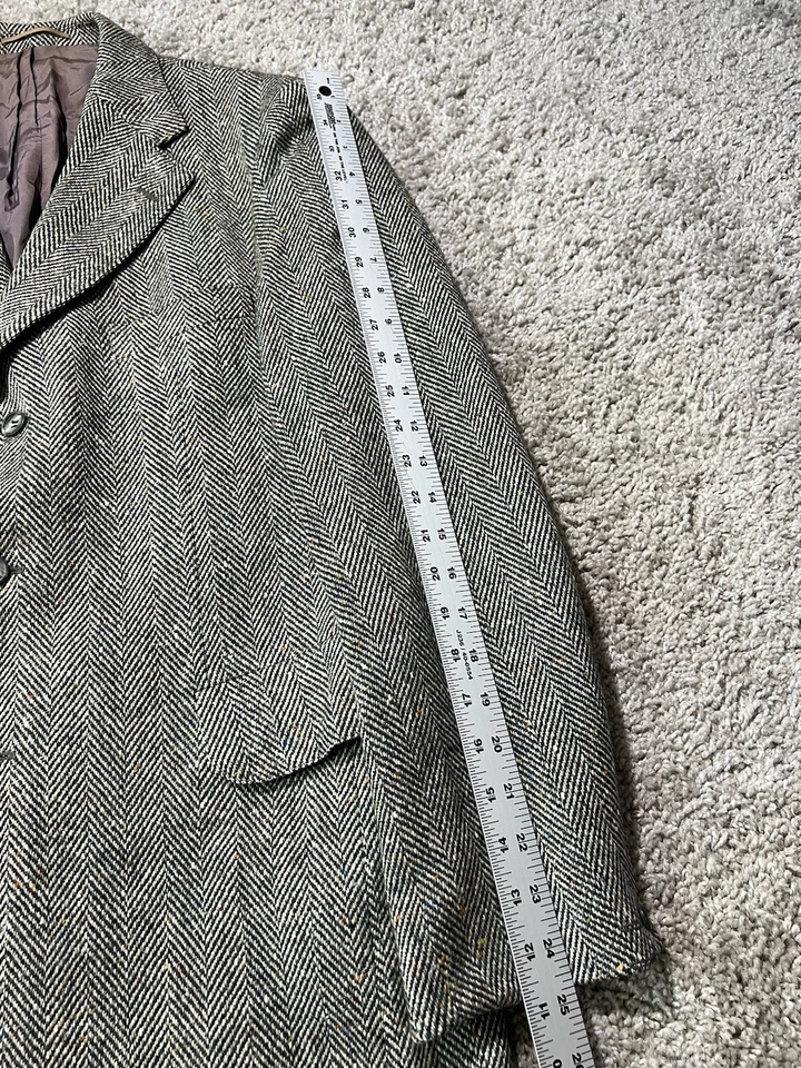 Magee Donegal Tweed 40L Gray Green Speckled Sport Coat VTG Handwoven - Image 3 of 4