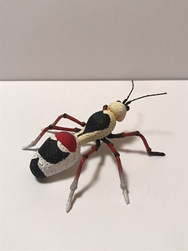 Handmade Hand-painted 3" Velvet Ant Cow Killer Insect Figurine Replica