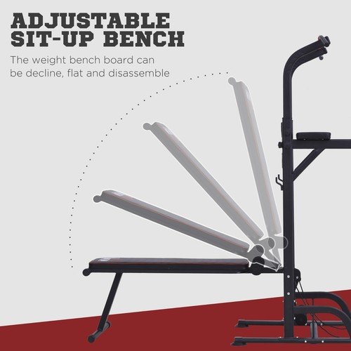 Home Workout Power Tower Dip Station w/ Sit-up Bench Push-up Bars Tension Ropes✨ - Picture 6 of 10