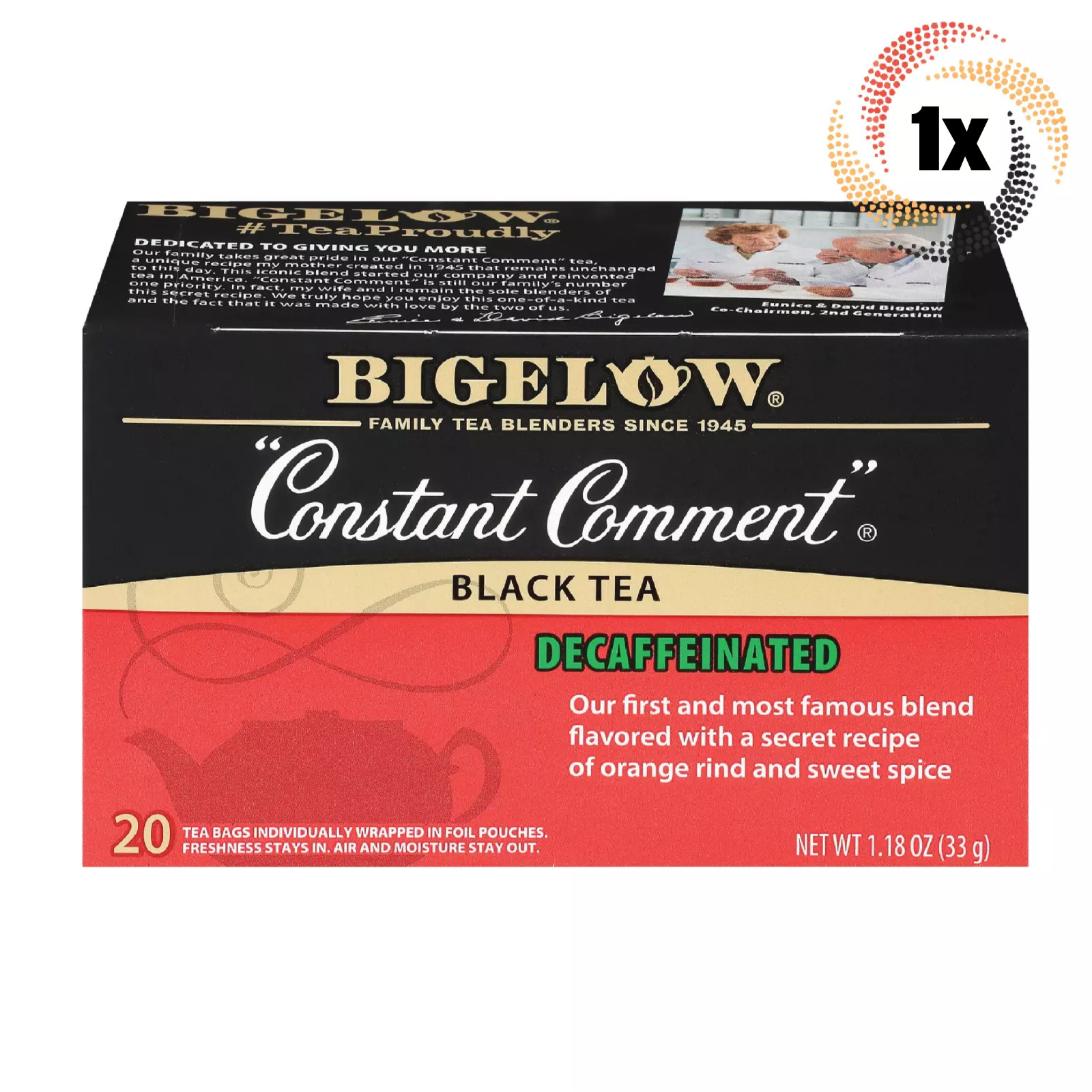 1x Коробка черного чая без кофеина Bigelow Constant Comment 20 штук в коробке 118 унции 2290₽