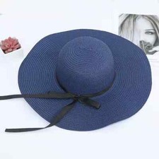 Floppy Foldable Ladies Women Straw Beach Sun Hat Summer Travel Wide Brim Cap UK