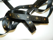 CHANEL Limited Edition Black  Gold Gift Wrapping Ribbon 2 yards Crafts