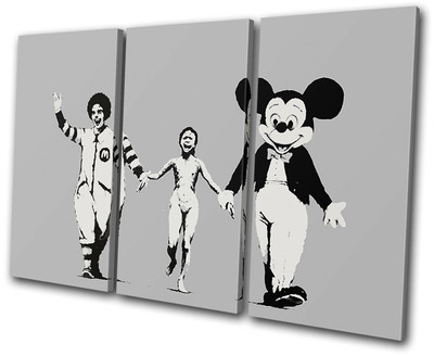 Banksy American Influence TREBLE CANVAS WANDBILD Bild Druck VA