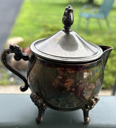 Vintage Leonard versilbertes Milchkännchen mit Fuß und Deckel