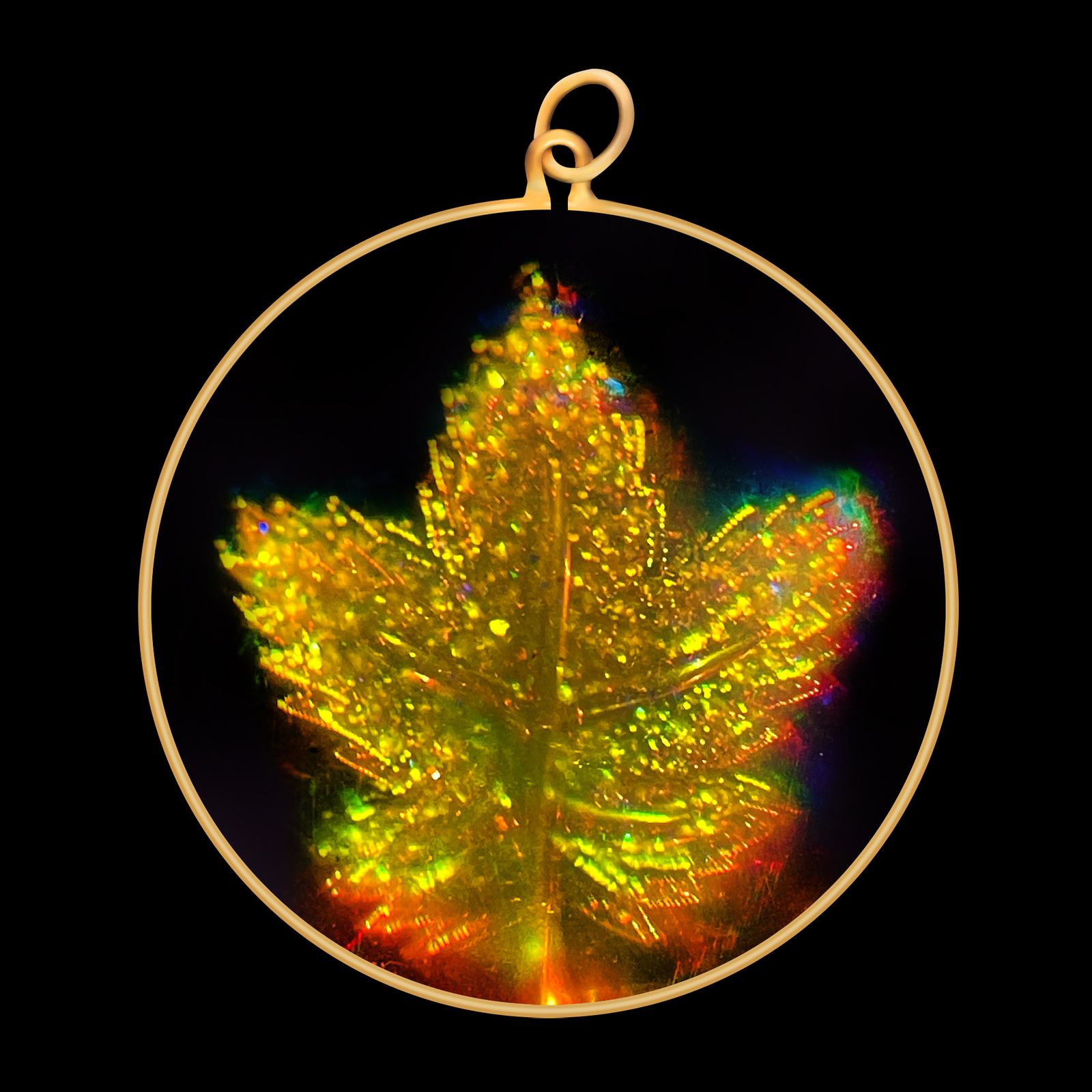 9ct Gold Hologram Pendant - Canadian Maple Leaf (Large) - No Chain