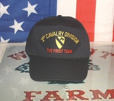 1st Cavalry The First Team Emblematic High Crown Trucker Military Ball Cap.