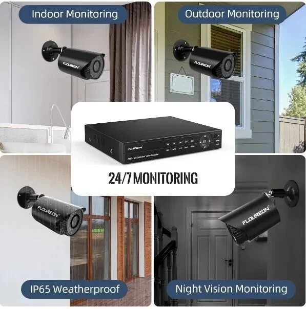 Cámara de seguridad Floureon sistema NTSC 4 cámaras AHD, 720P, DVR de 8 canales Foto 2 de 4