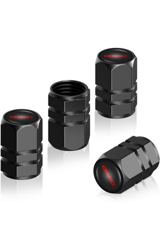 GMC Hexagonal Tire Valve Stem Caps/Covers Accessories NEW Black - Picture 2 of 6
