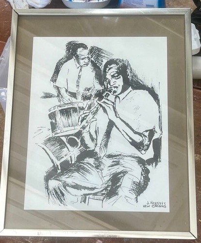 J Hoxsey original New Orleans Jazz pen and ink drawing - Picture 2 of 2