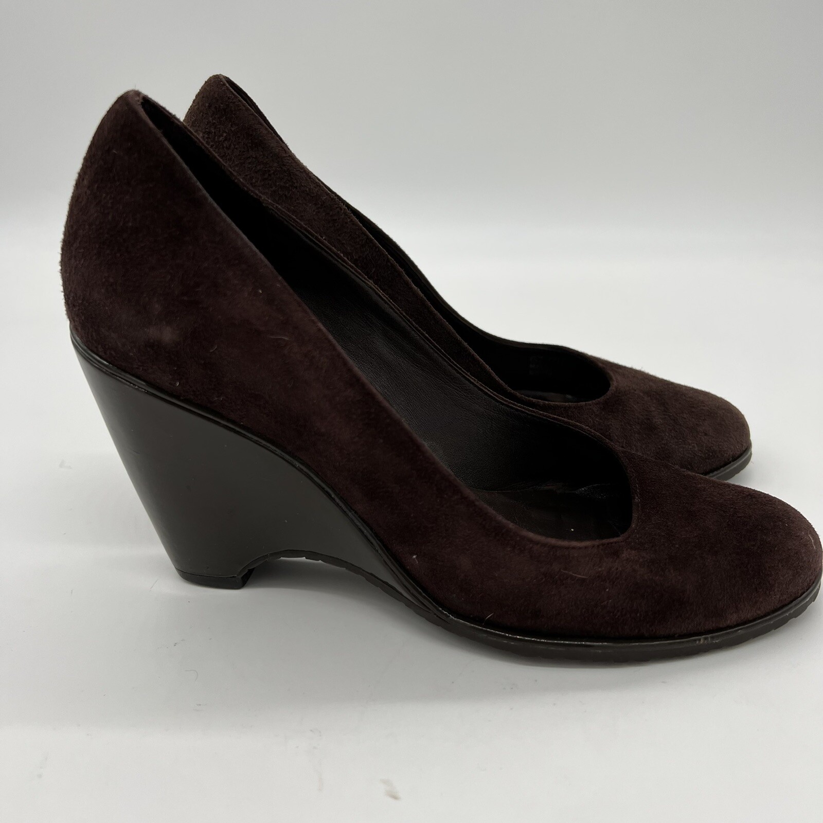 dark brown suede wedges