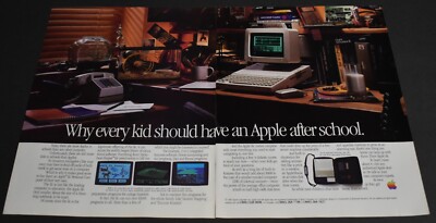 1985 Print Ad Apple Logo Computer After School Every Kid IIc Milk Cookies Art
